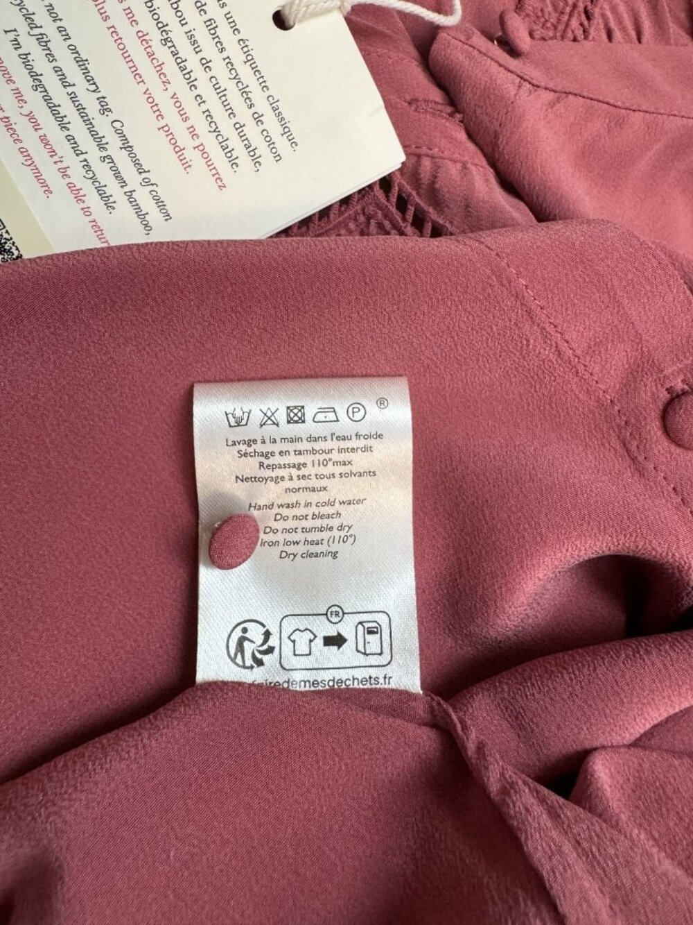 NWT SEZANE Chloe Silk Blouse Chemise Top Womens Size M FR Size 42 US 10 Rose - Picture 7 of 10